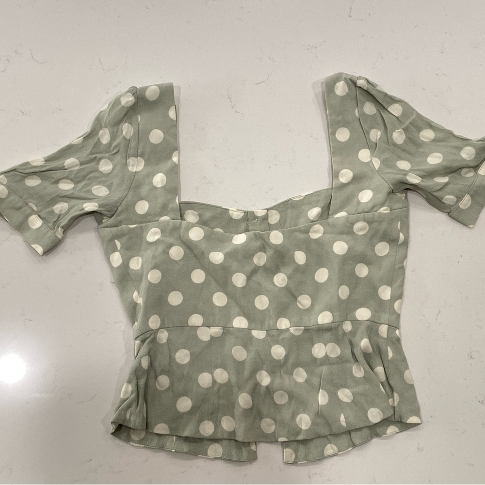 Capulet Polka Dot Sage Green Top - Picture 2 of 6